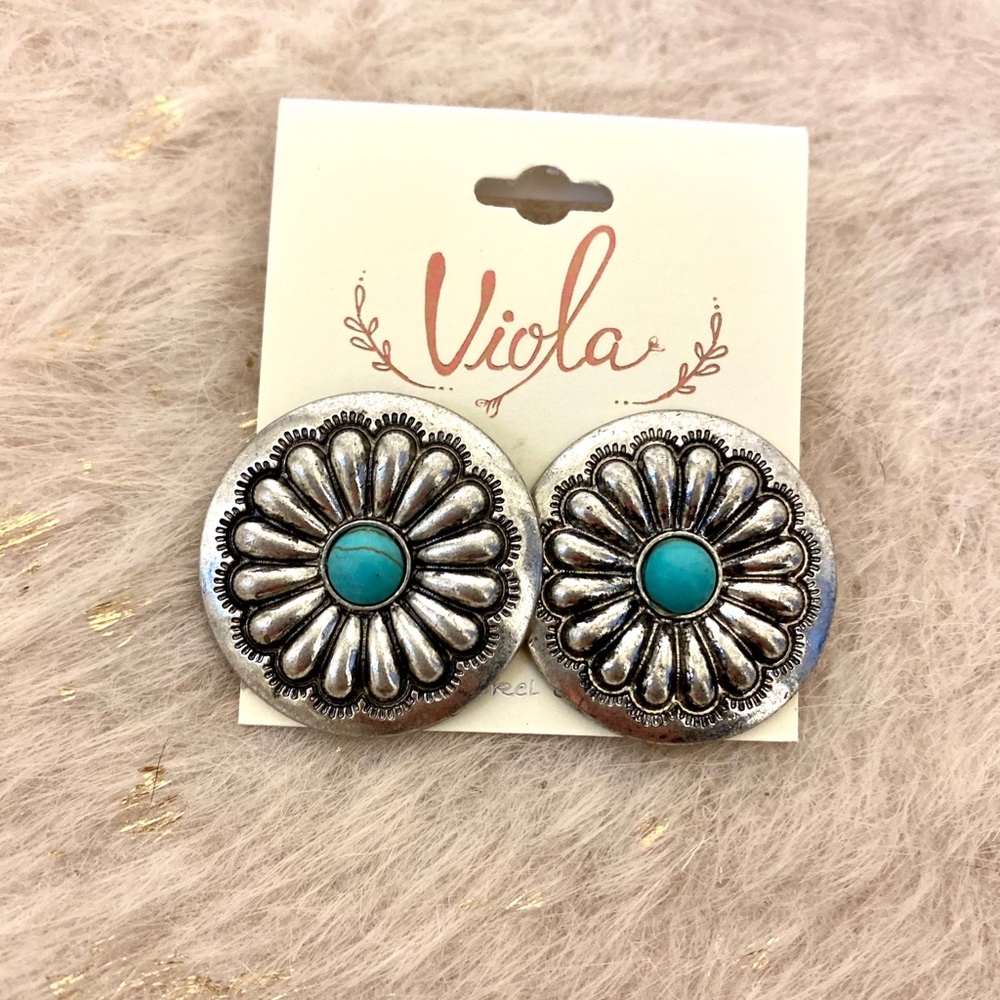 Turquoise concho earrings